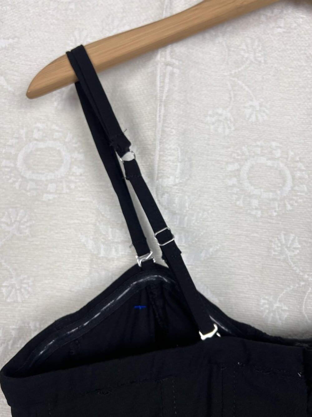 Unique Vintage corset-style black jumpsuit stretch cropped retro pinup vamp L - Picture 6 of 10